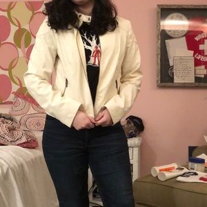 NWT White Hooded Biker Jacket